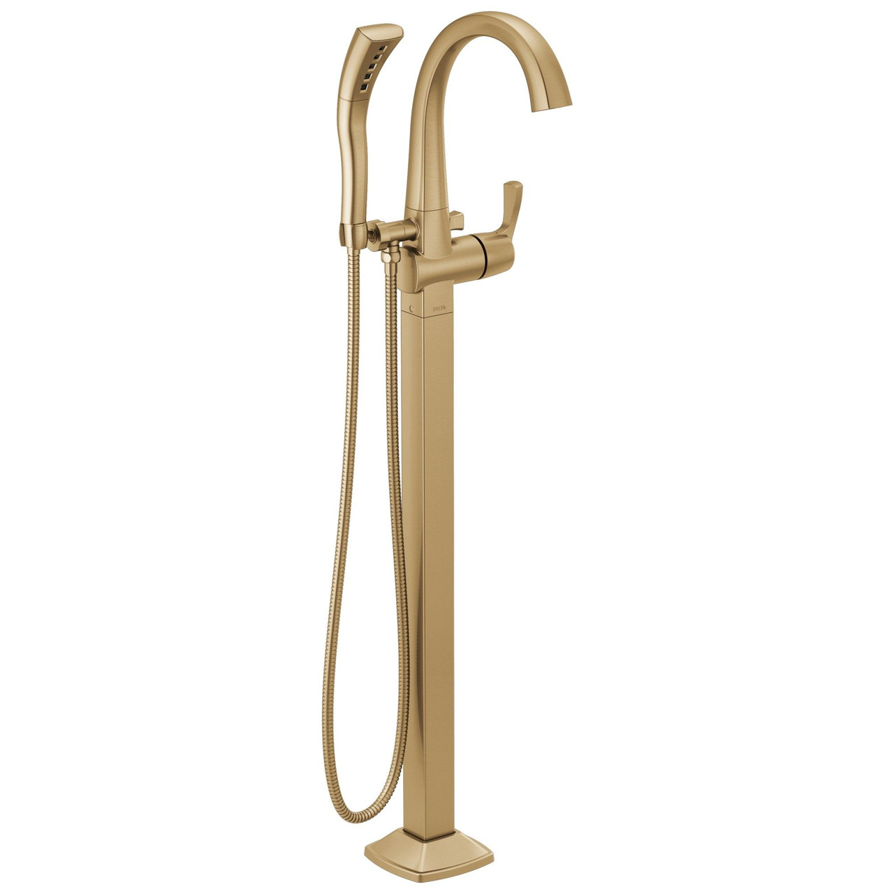 Delta T4777-CZFL Stryke Delta Stryke Single Handle Floor Mount Tub Filler Trim, Champagne Bronze