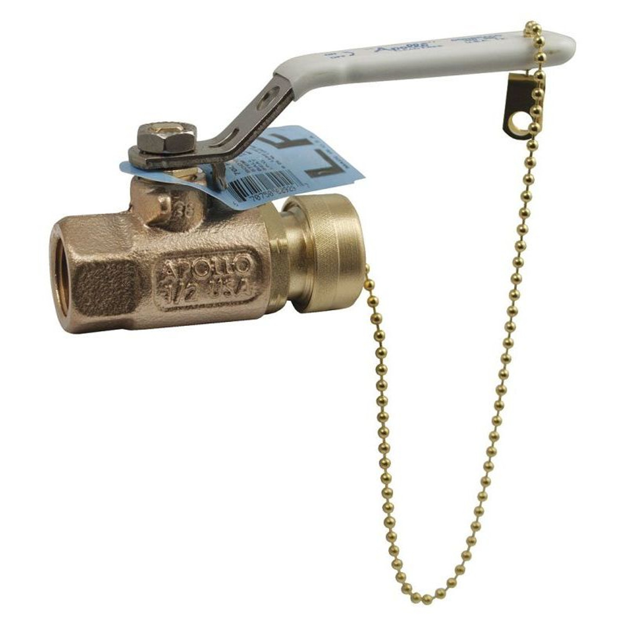 Bronze Ball Valve, FNPTxHose Cap, 1/2-in x 3/4-in