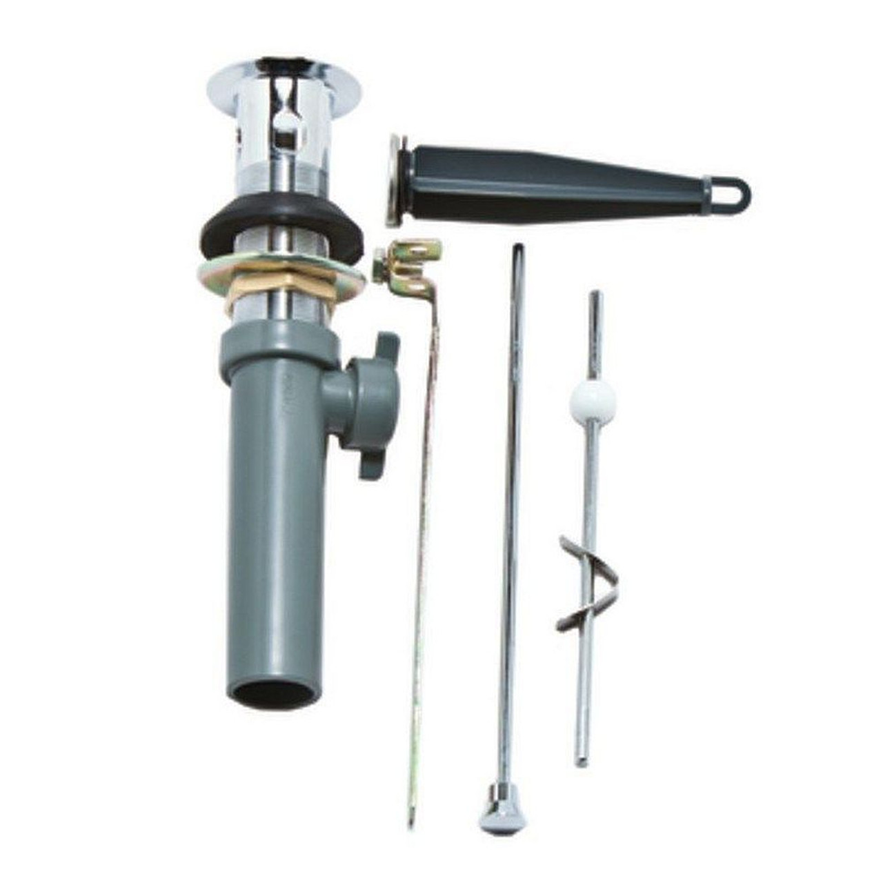 Lavatory drain assembly, non-metallic plug, metal seat in Chrome