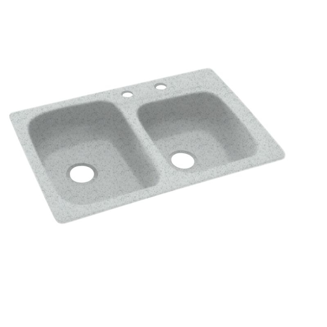 33-in D x 22-in W x 9-in H Solid Surface Dual Mount Double Bowl Kitchen Sink with 2-Hole in Tahiti Gray