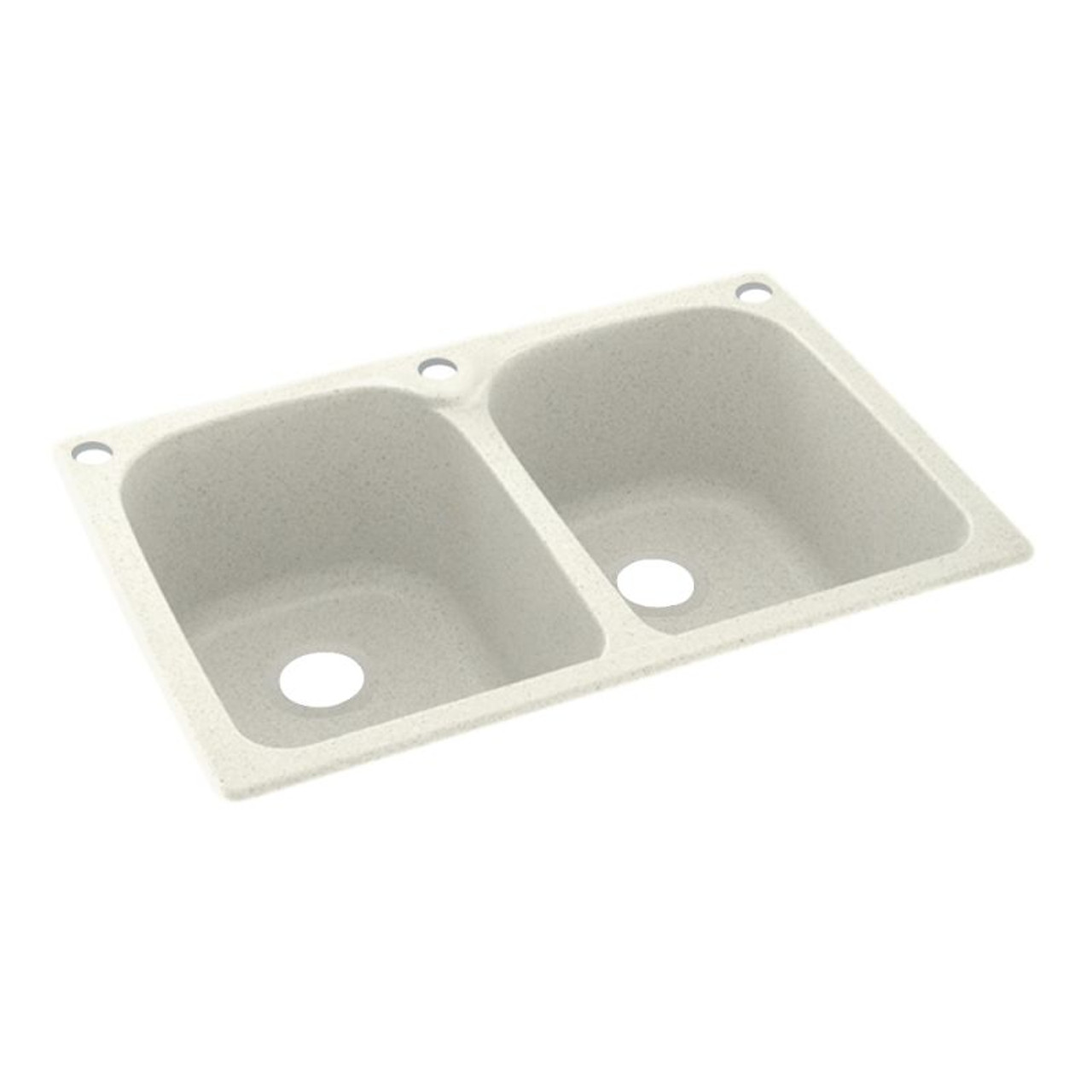 33-in D x 22-in W x 10.5-in H Solid Surface Dual Mount Double Bowl Kitchen Sink with 3-Hole in Bisque