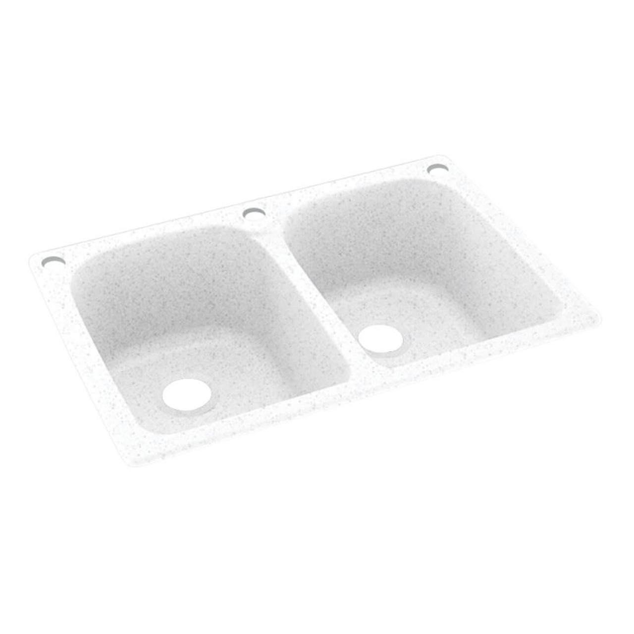 33-in D x 22-in W x 10.5-in H Solid Surface Dual Mount Double Bowl Kitchen Sink with 3-Hole in Arctic Granite