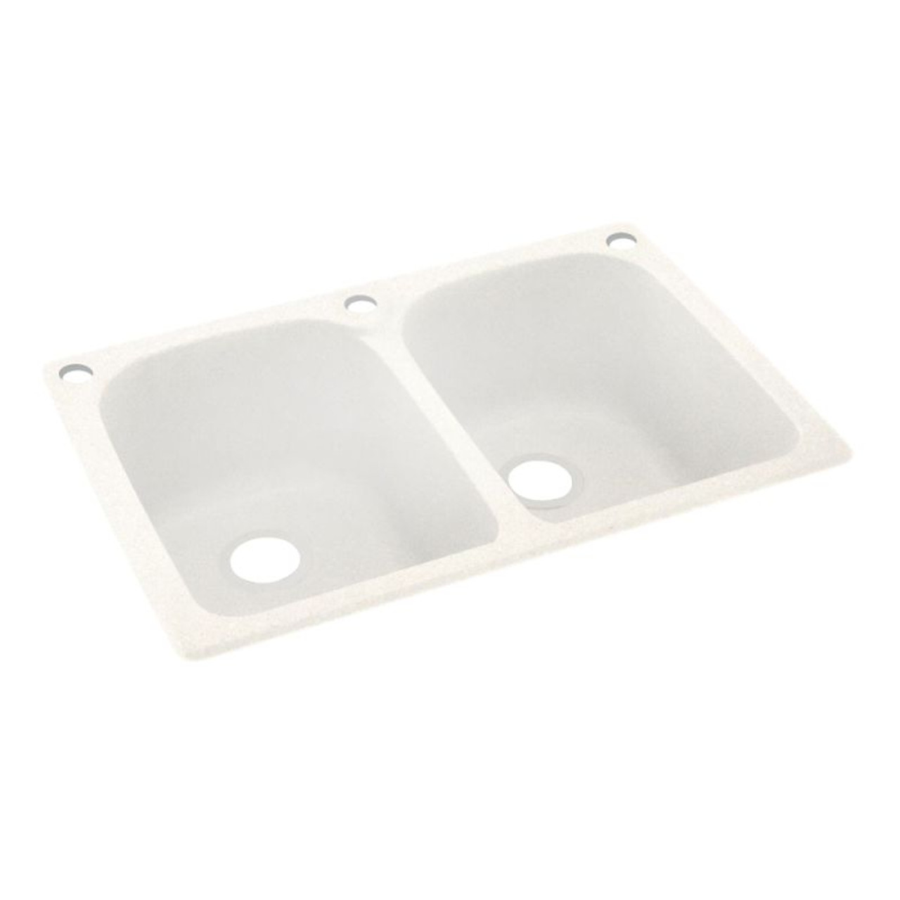 33-in D x 22-in W x 10.5-in H Solid Surface Dual Mount Double Bowl Kitchen Sink with 3-Hole in Tahiti Ivory
