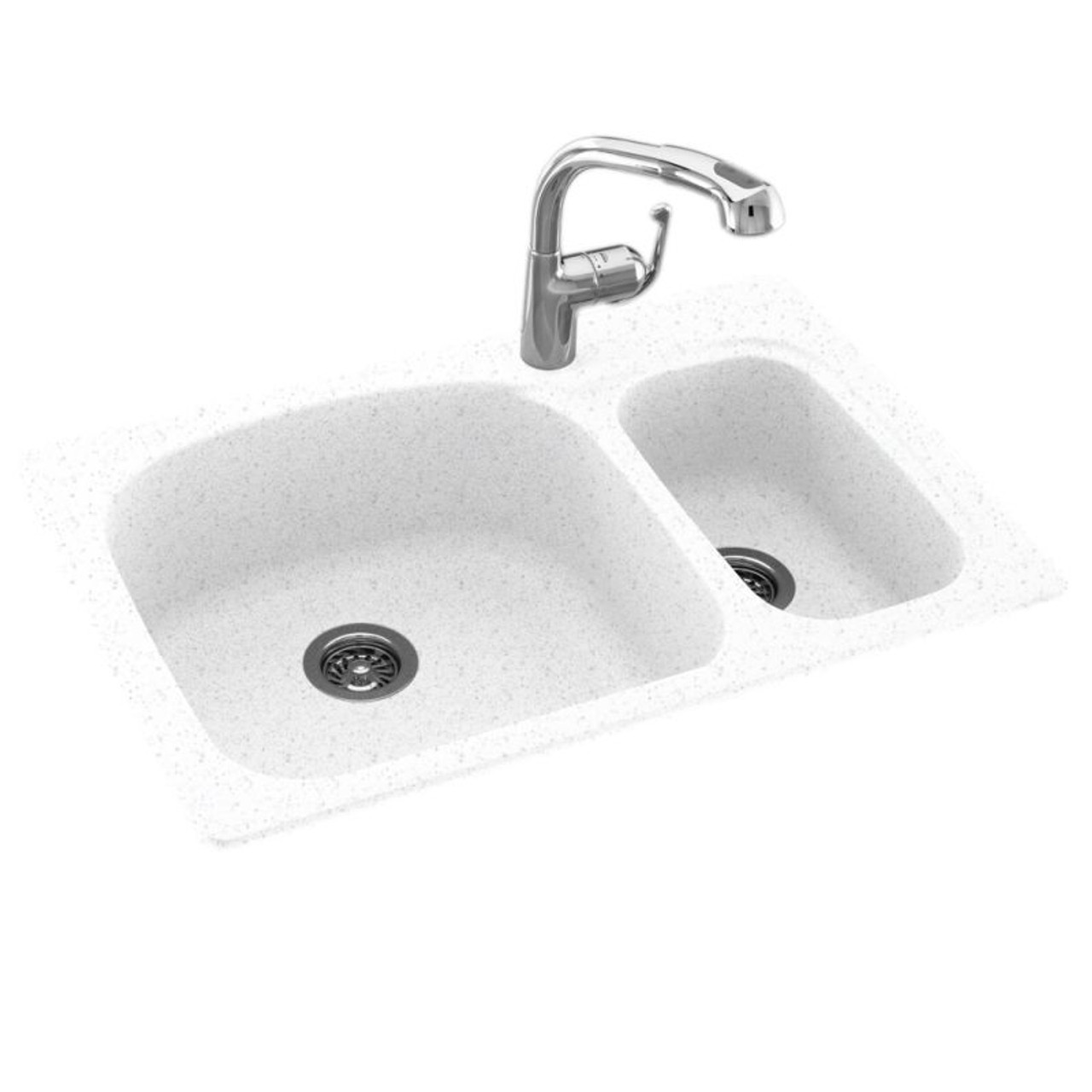 33-in D x 22-in W x 9.75-in H Solid Surface Dual Mount Double Bowl Kitchen Sink with 1-Hole in Arctic Granite