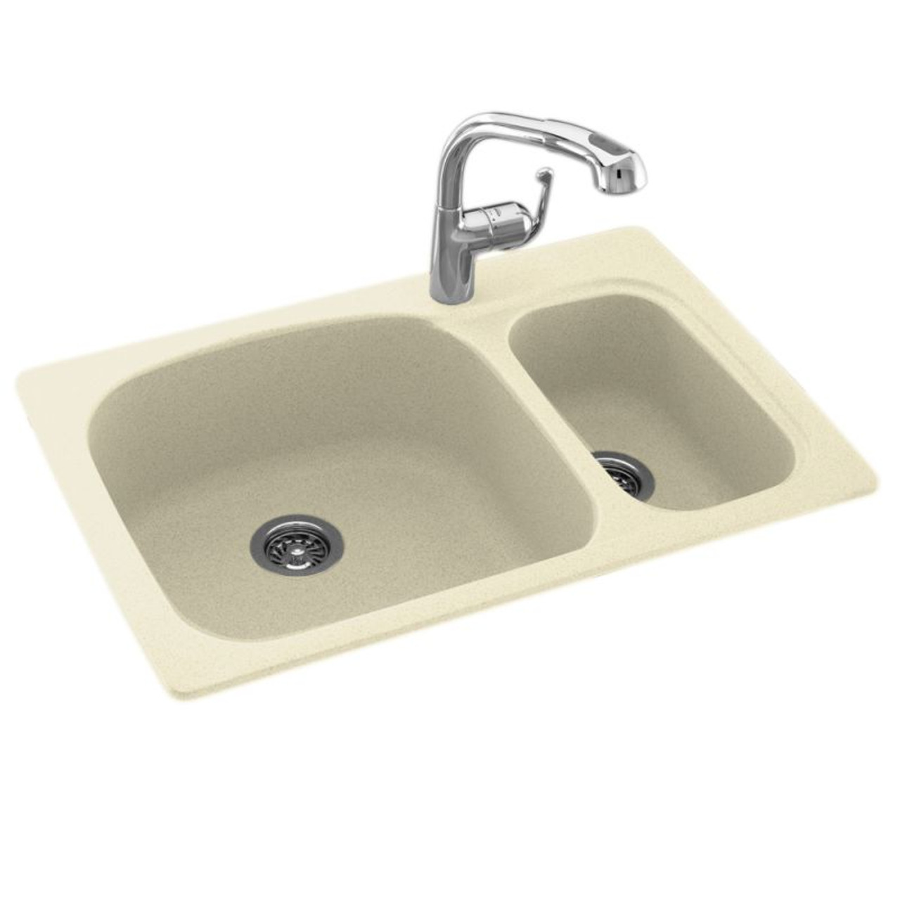 33-in D x 22-in W x 9.75-in H Solid Surface Dual Mount Double Bowl Kitchen Sink with 1-Hole in Bone