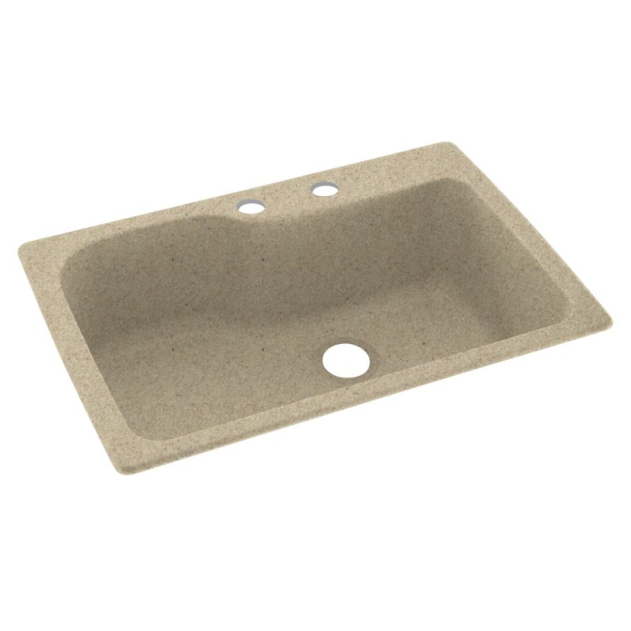 33-in D x 22-in W x 10.563-in H Solid Surface Dual Mount Single Bowl Kitchen Sink with 2-Hole in Prairie