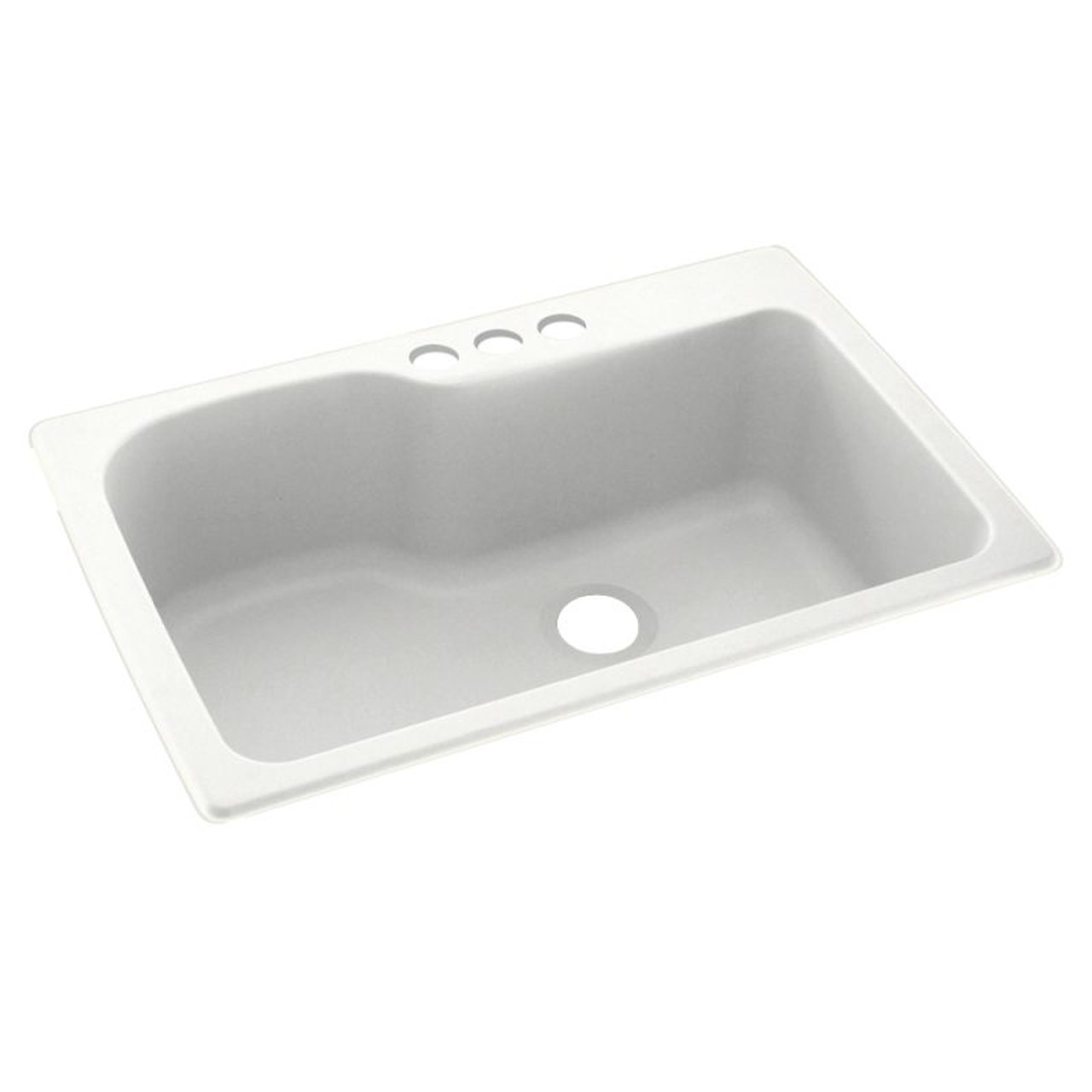 33-in D x 22-in W x 10.563-in H Solid Surface Dual Mount Single Bowl Kitchen Sink with 3-Hole in Tahiti White