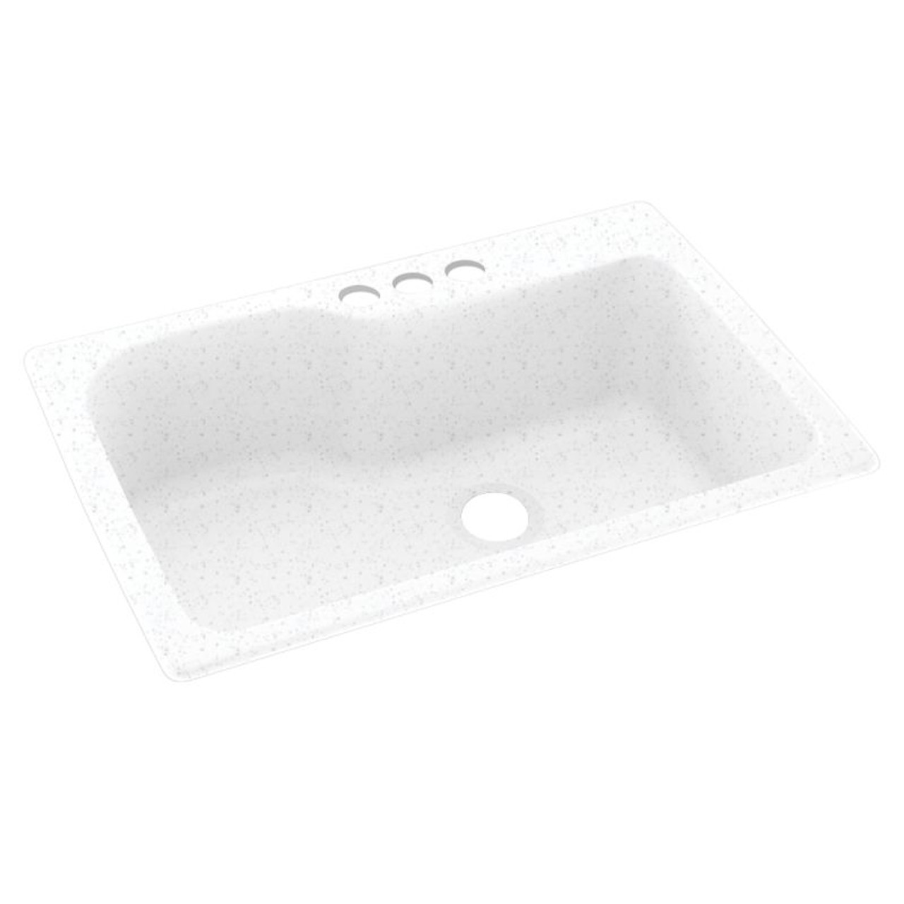 33-in D x 22-in W x 10.563-in H Solid Surface Dual Mount Single Bowl Kitchen Sink with 3-Hole in Arctic Granite