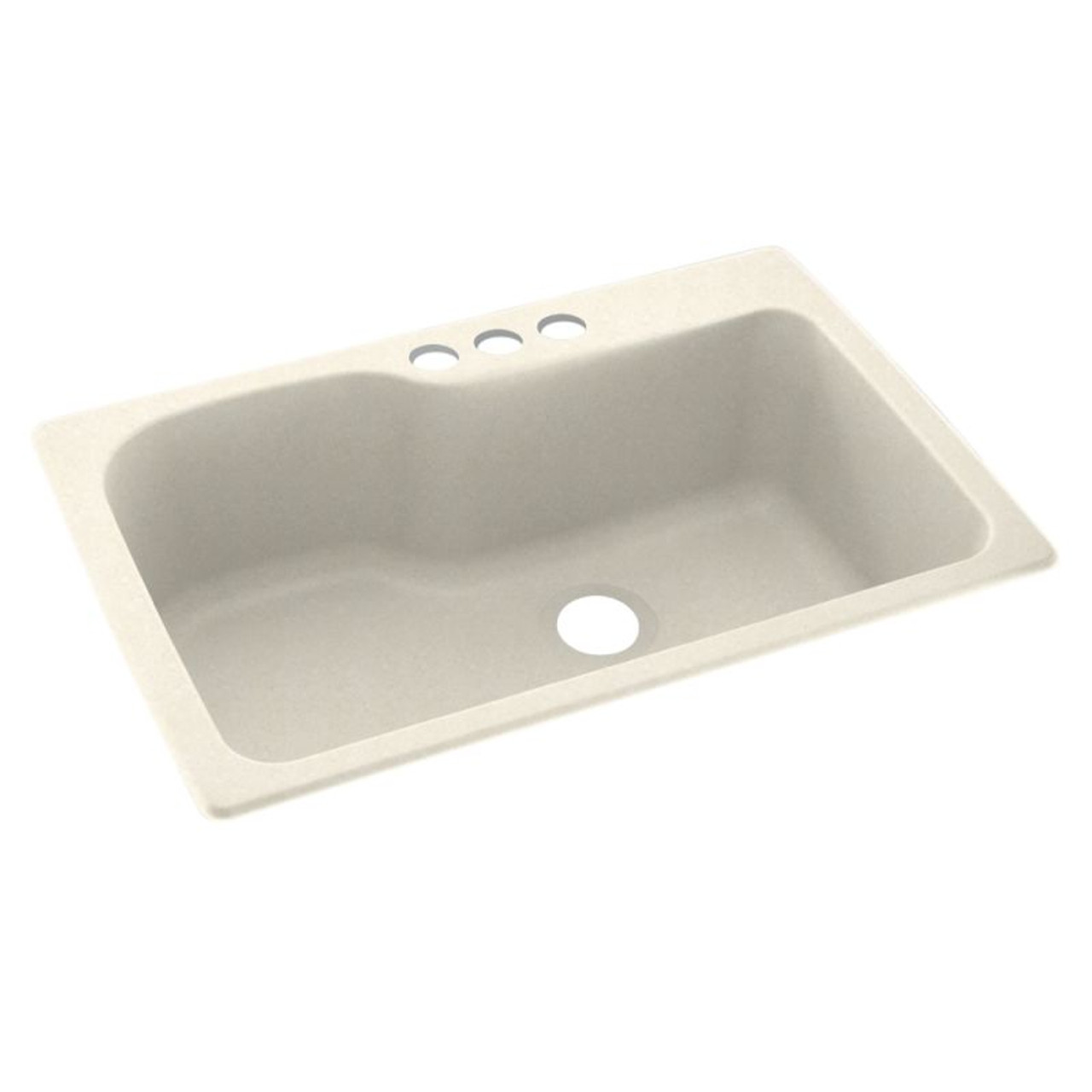 33-in D x 22-in W x 10.563-in H Solid Surface Dual Mount Single Bowl Kitchen Sink with 3-Hole in Pebble