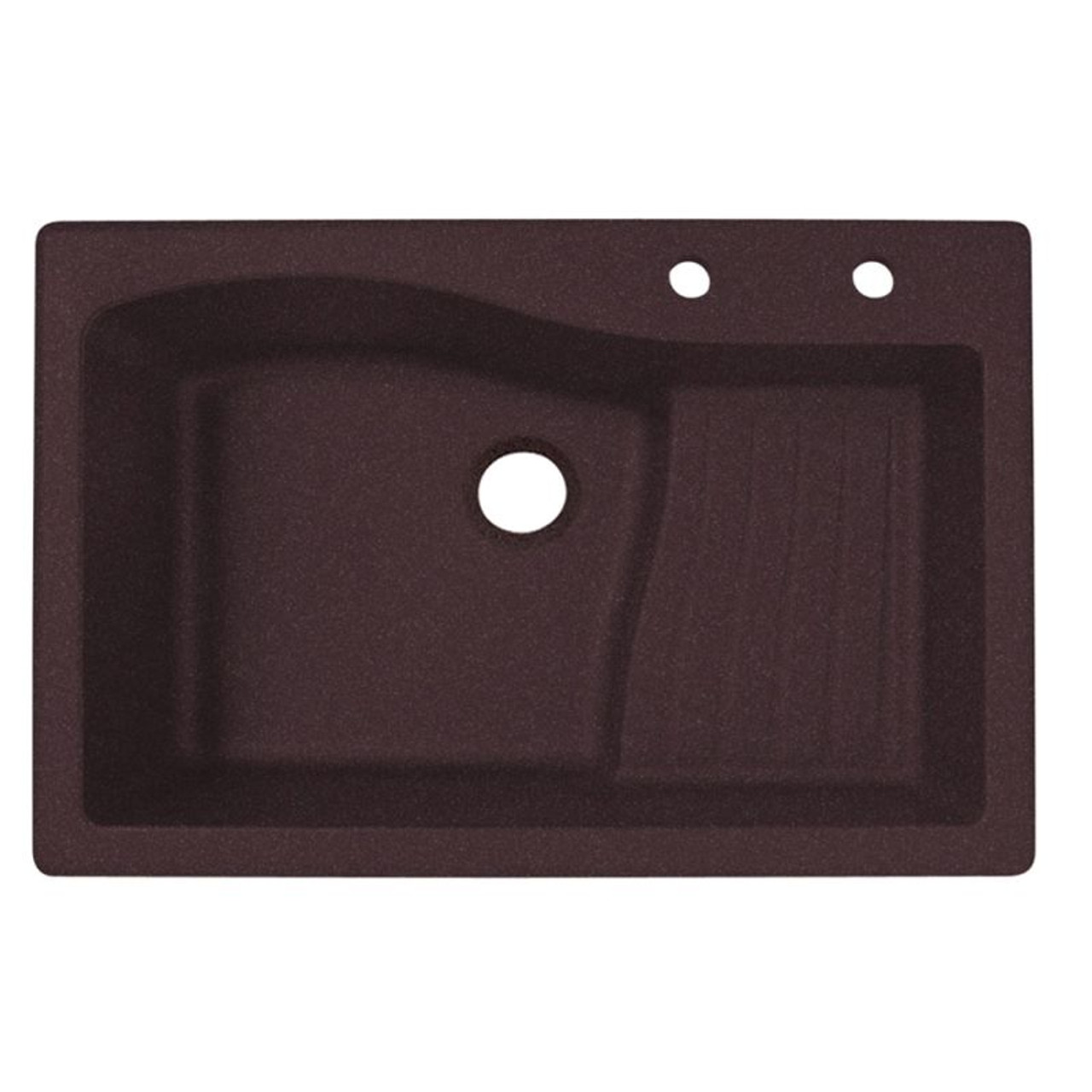 33-in D x 22-in W x 5.625-in H Granite Dual Mount Single Bowl Kitchen Sink with 2-Hole in Espresso
