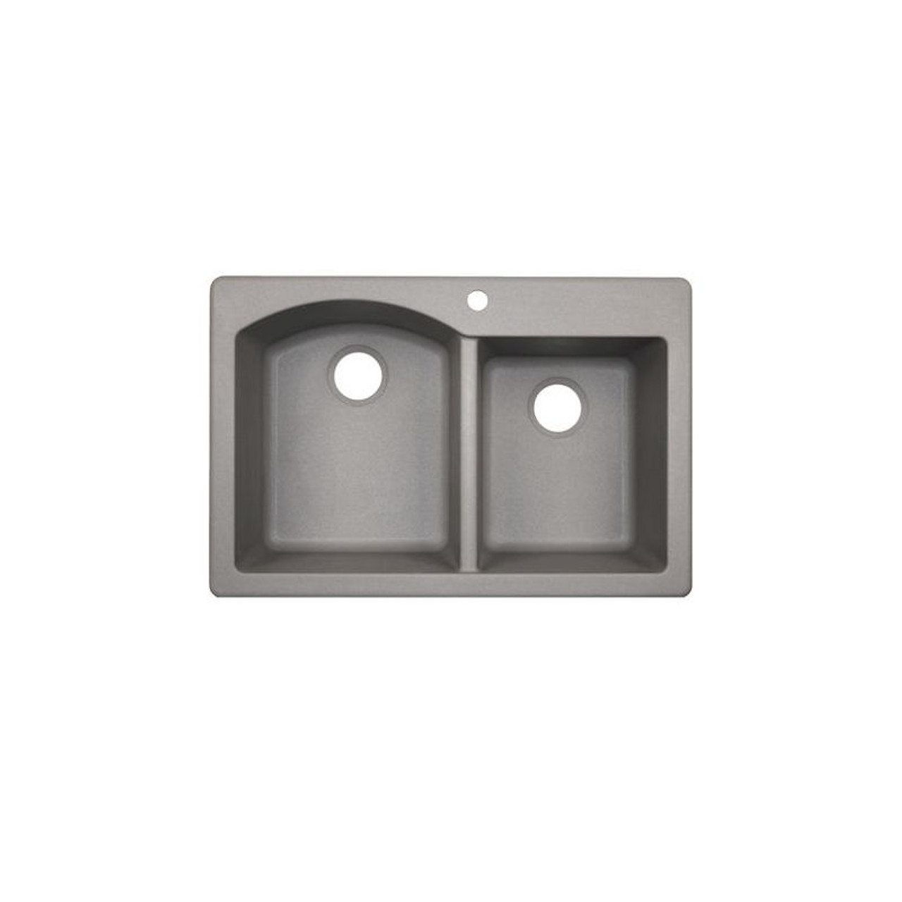 33-in D x 22-in W x 9.5-in H Granite Dual Mount Double Bowl Kitchen Sink with 1-Hole in Metallico