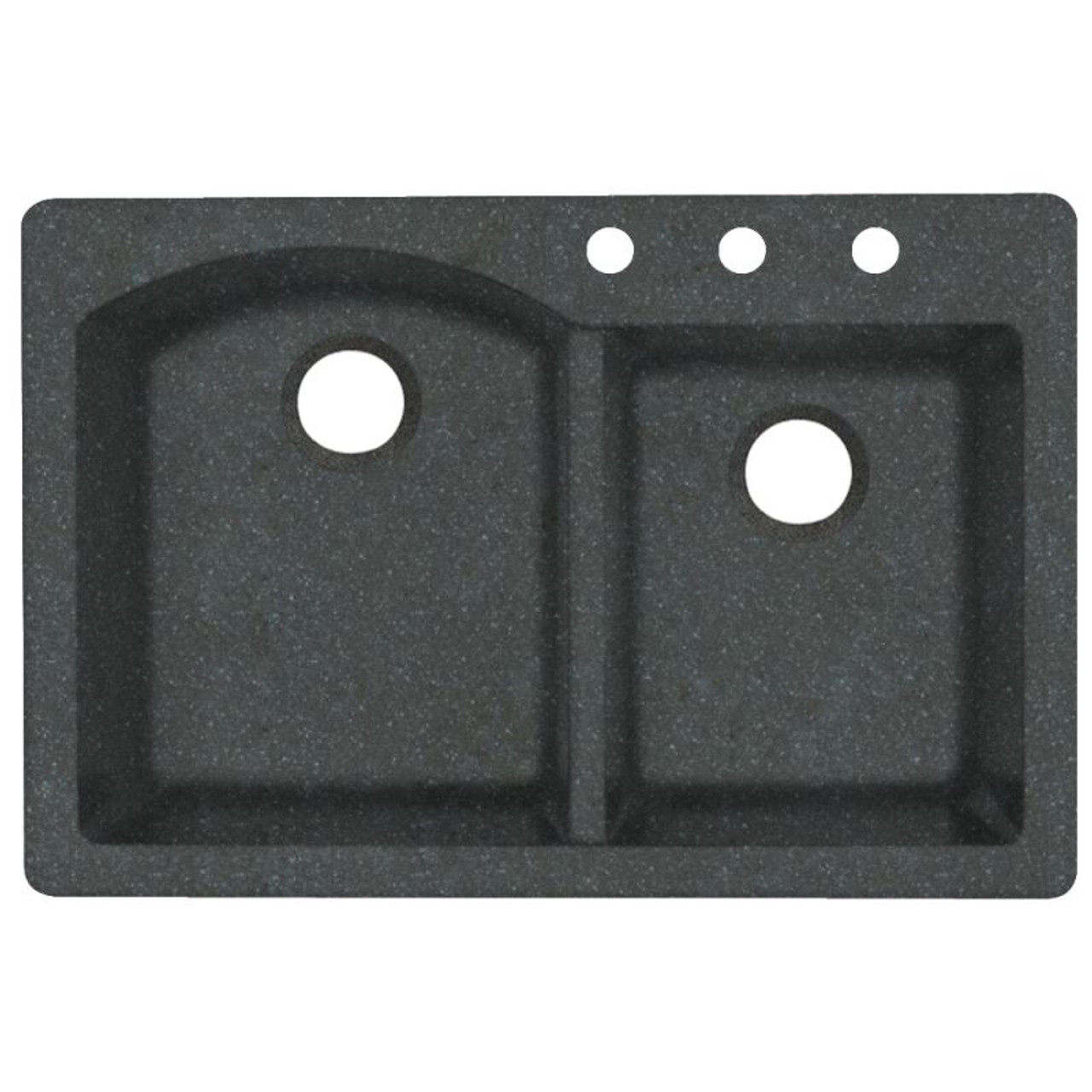 33-in D x 22-in W x 9.5-in H Granite Dual Mount Double Bowl Kitchen Sink with 3-Hole in Nero