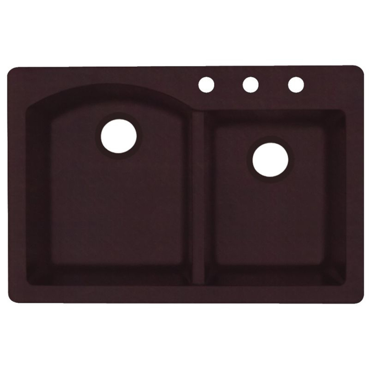 33-in D x 22-in W x 9.5-in H Granite Dual Mount Double Bowl Kitchen Sink with 3-Hole in Espresso