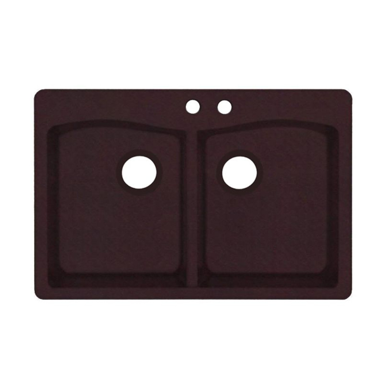33-in D x 22-in W x 9.063-in H Granite Dual Mount Double Bowl Kitchen Sink with 2-Hole in Espresso