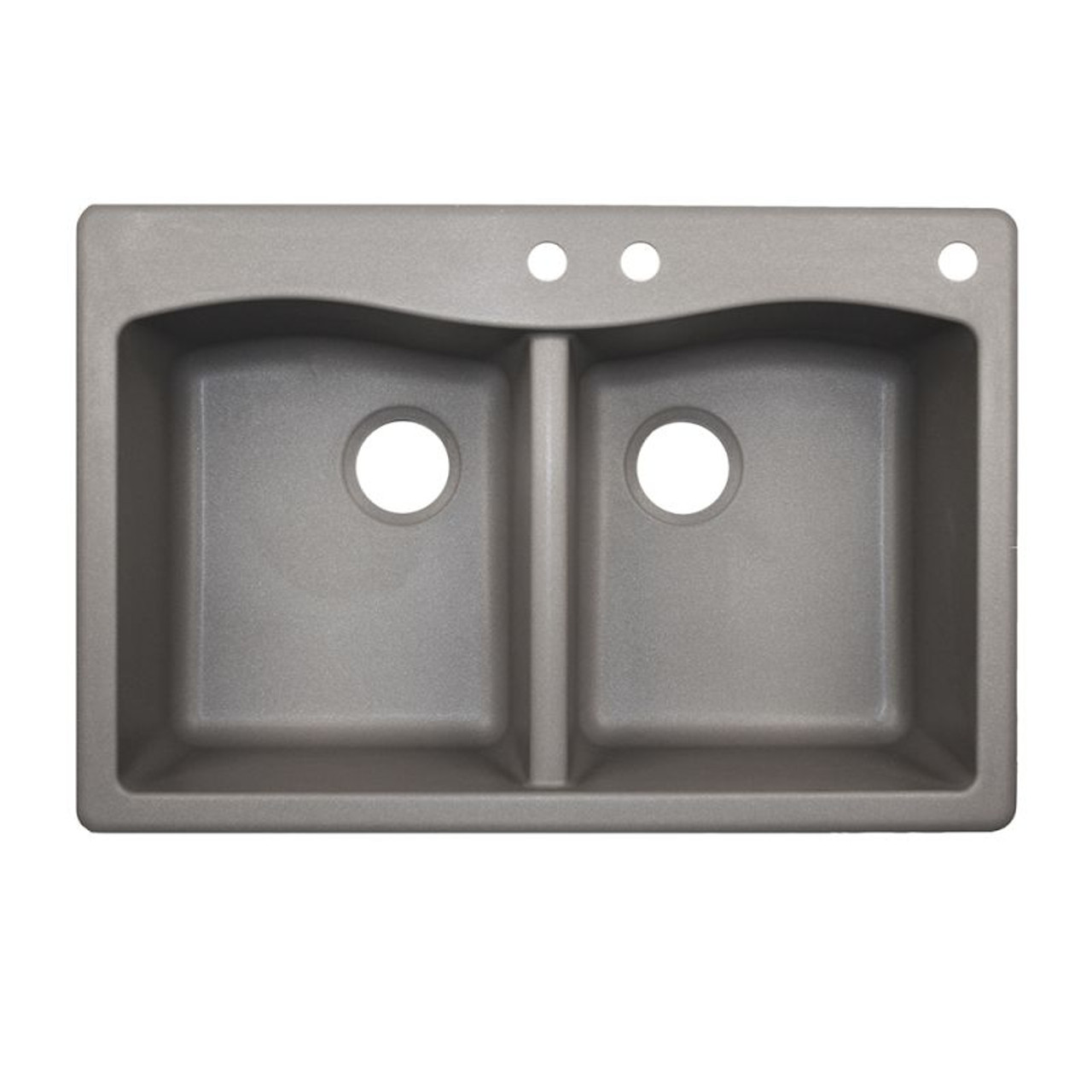 33-in D x 22-in W x 9.063-in H Granite Dual Mount Double Bowl Kitchen Sink with 3-Hole in Metallico