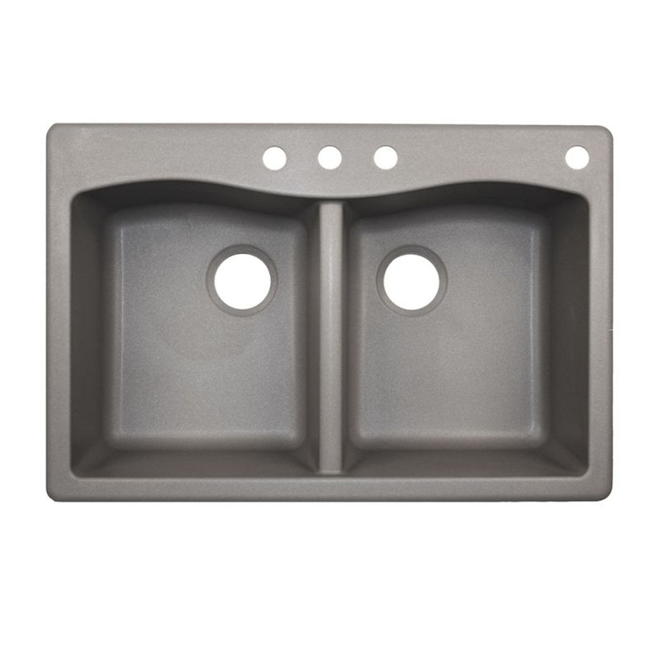 33-in D x 22-in W x 9.063-in H Granite Dual Mount Double Bowl Kitchen Sink with 4-Hole in Metallico