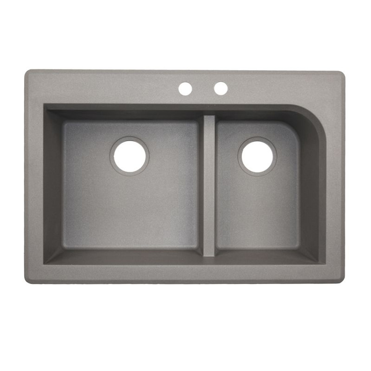 33-in D x 22-in W x 9.5-in H Granite Dual Mount Double Bowl Kitchen Sink with 2-Hole in Metallico