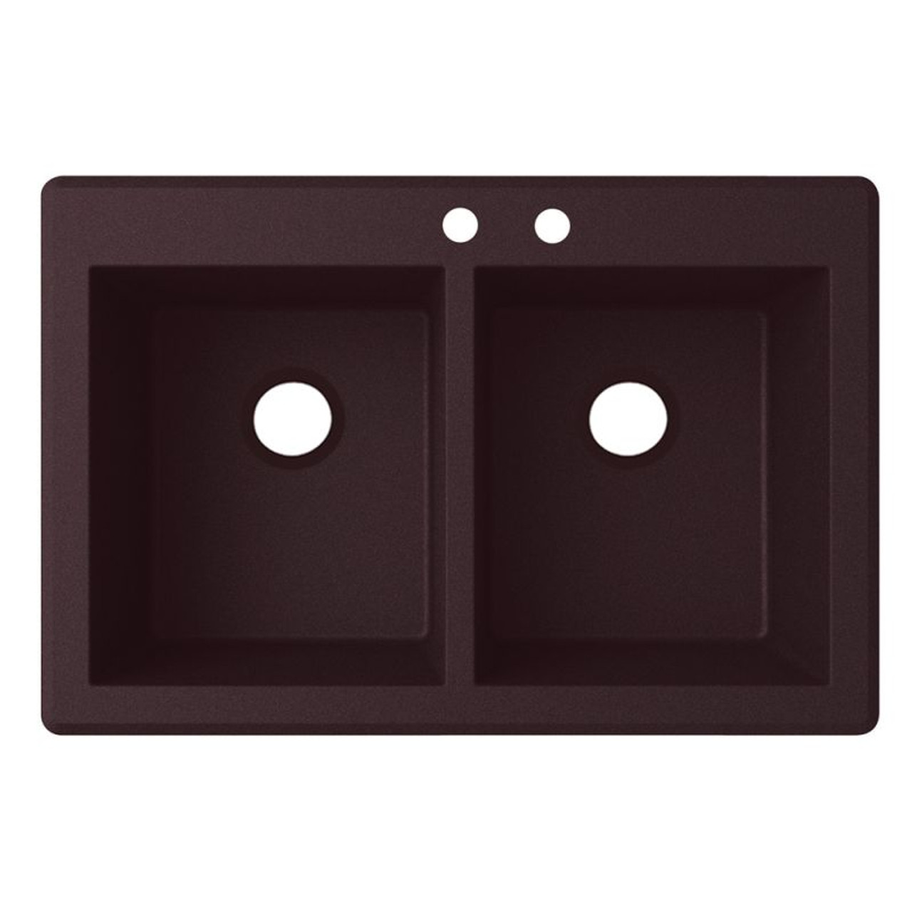 33-in D x 22-in W x 9.563-in H Granite Dual Mount Double Bowl Kitchen Sink with 2-Hole in Espresso