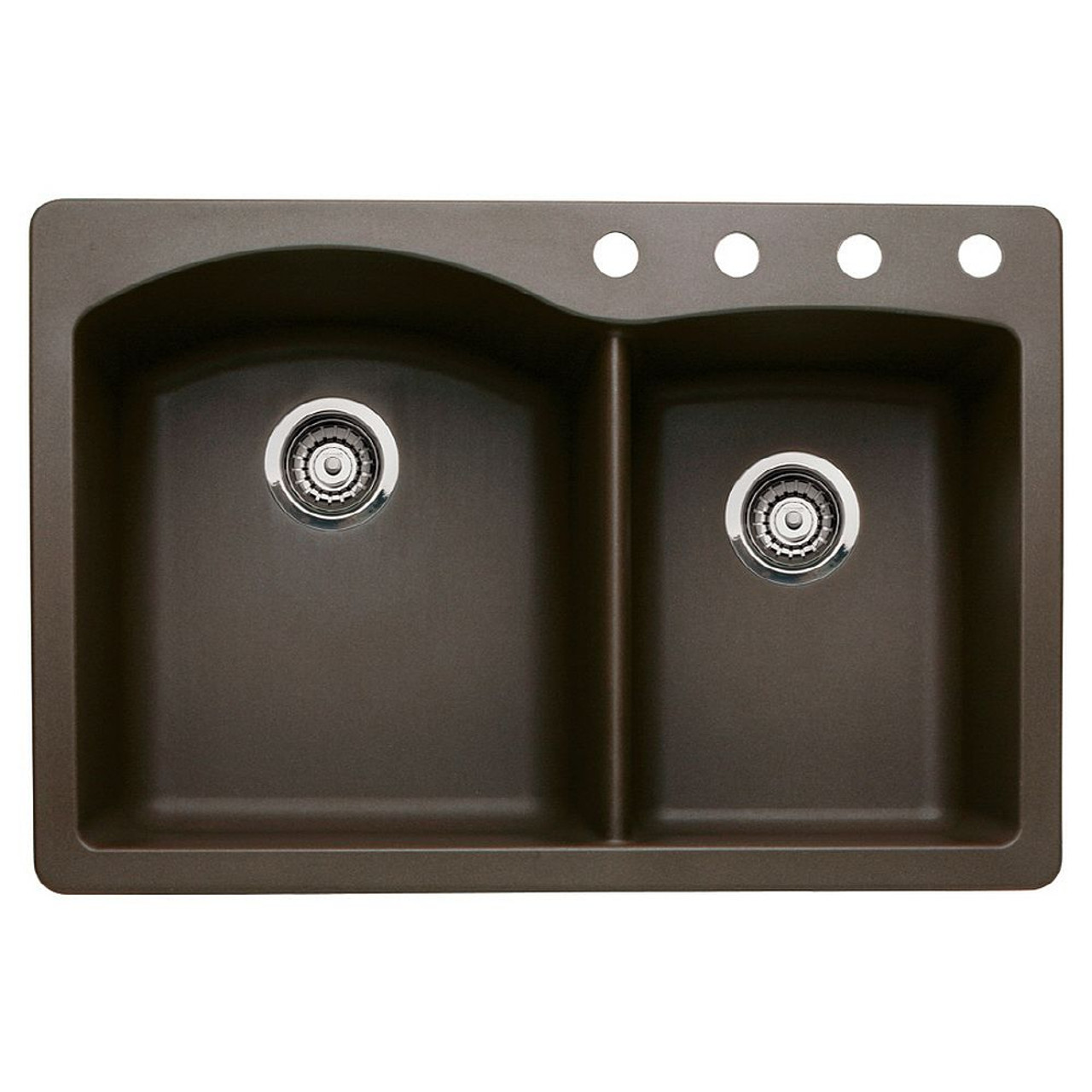 Blanco 440213-4 22-In X 33-In Double-Basin Granite Drop-In Or Undermount 4-Hole Residential Kitchen Sink in Cafe Brown