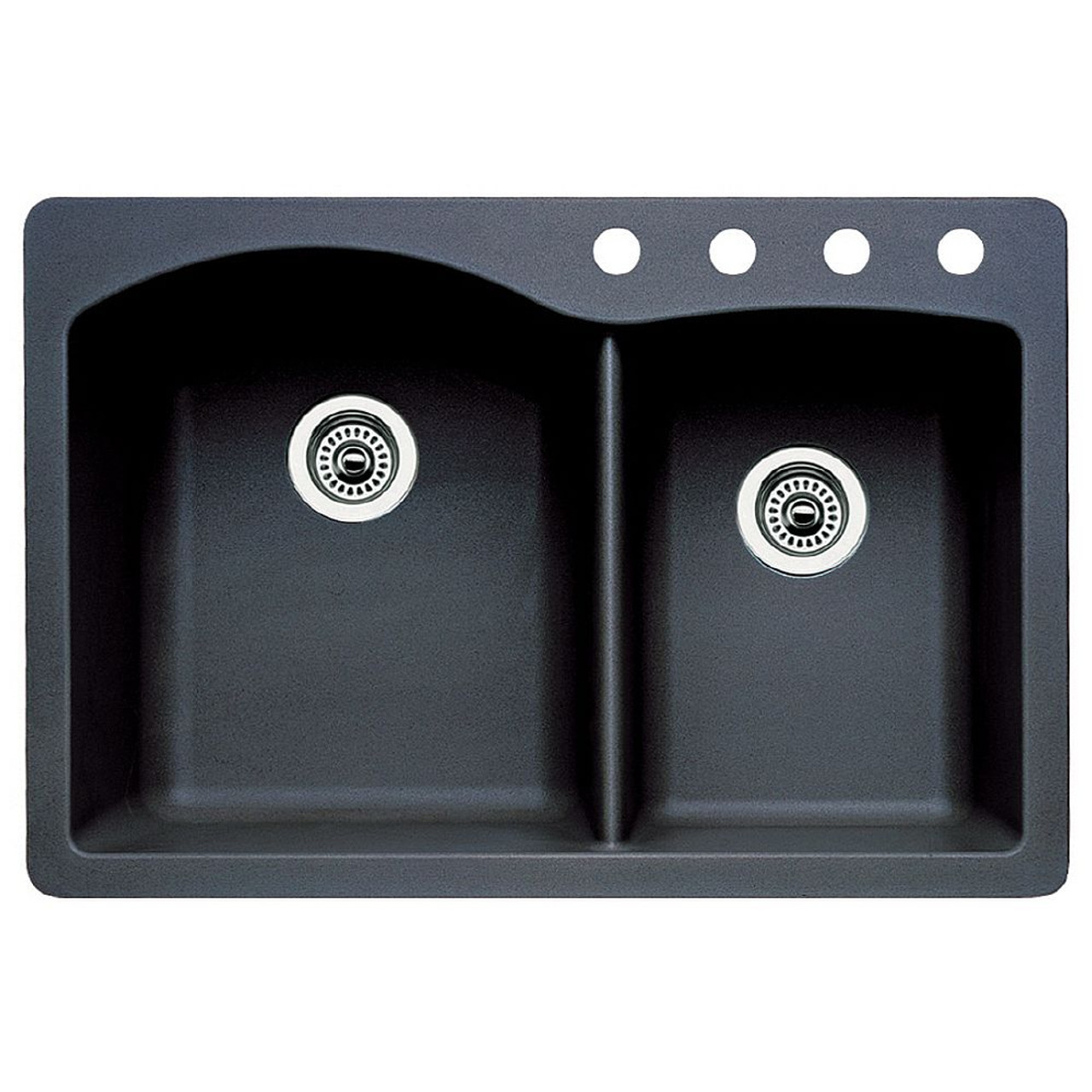 Blanco 440215-4 22-In X 33-In Double-Basin Granite Drop-In Or Undermount 4-Hole Residential Kitchen Sink in Anthracite