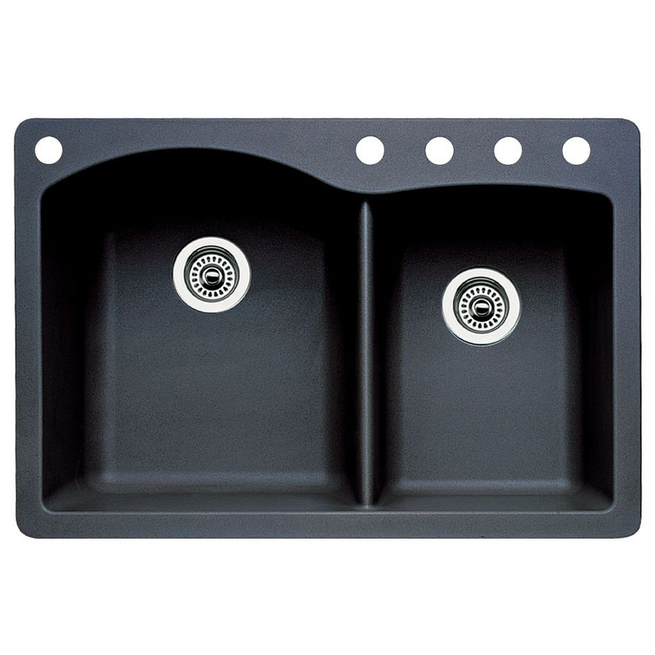 Blanco 440215-5 22-In X 33-In Double-Basin Granite Drop-In Or Undermount 5-Hole Residential Kitchen Sink in Anthracite