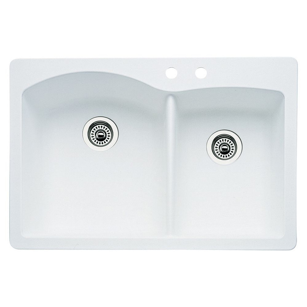 Blanco 440216-2 22-In X 33-In Double-Basin Granite Drop-In Or Undermount 2-Hole Residential Kitchen Sink in White