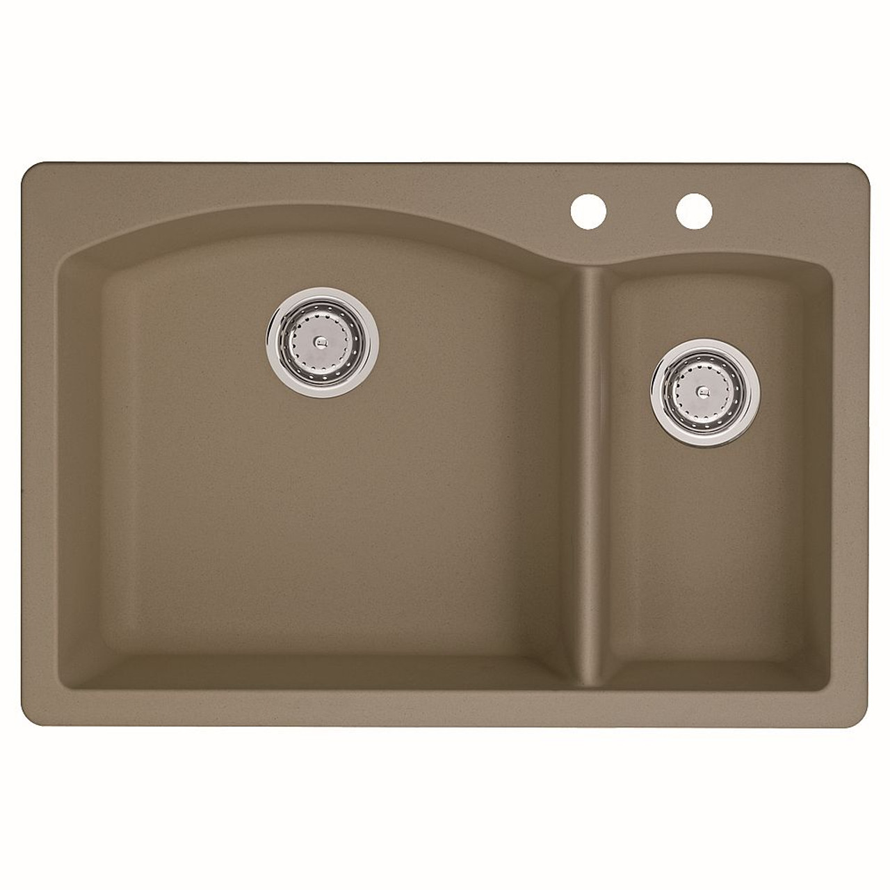 Blanco 441282-2 22-In X 33-In Double-Basin Granite Drop-In Or Undermount 2-Hole Residential Kitchen Sink in Truffle