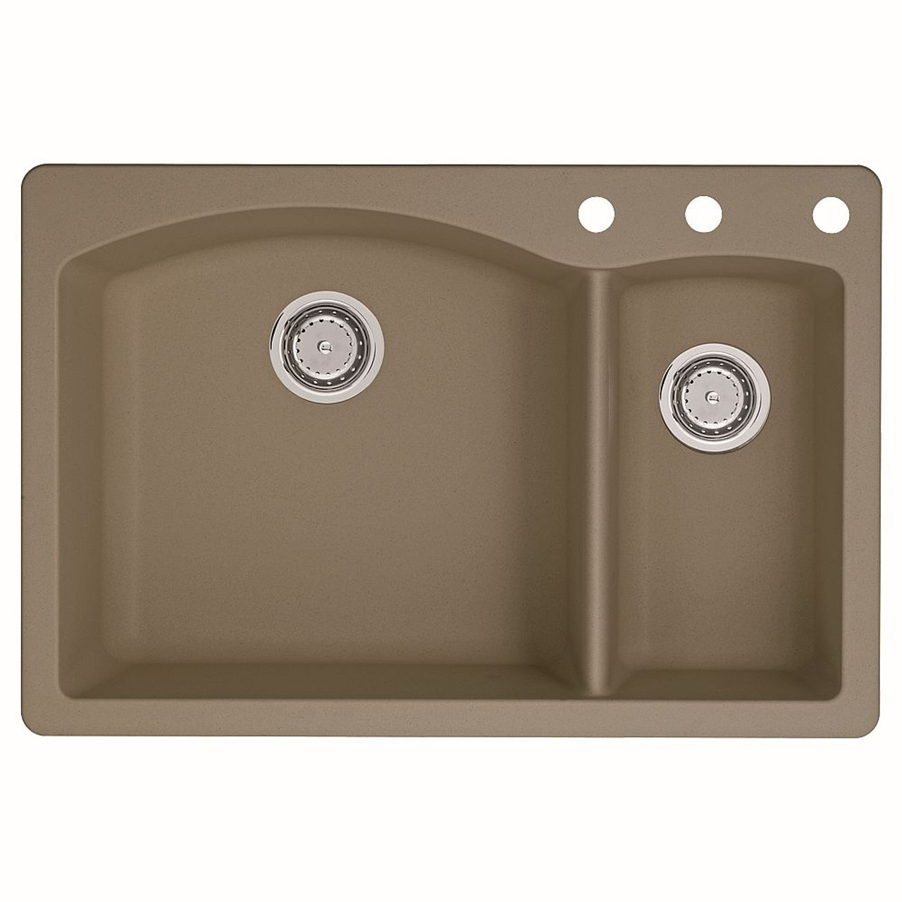 Blanco 441282-3 22-In X 33-In Double-Basin Granite Drop-In Or Undermount 3-Hole Residential Kitchen Sink in Truffle