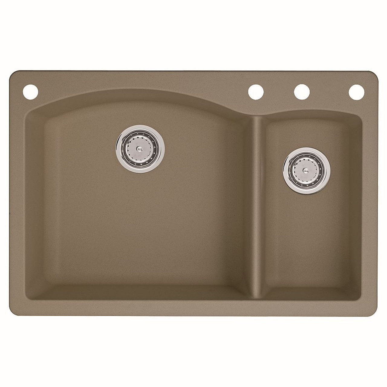 Blanco 441282-4 22-In X 33-In Double-Basin Granite Drop-In Or Undermount 4-Hole Residential Kitchen Sink in Truffle