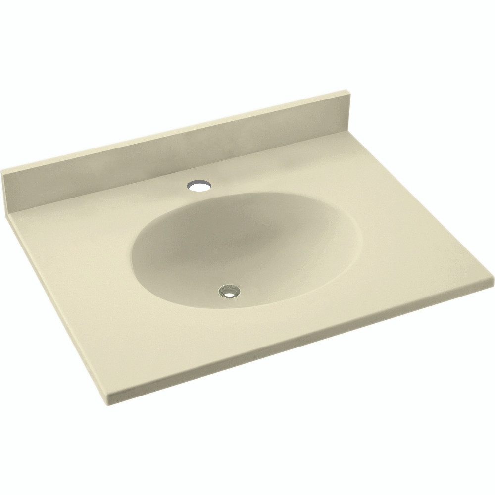 Solid Surface 25-in x 19-in Integral Single Sink Bathroom Vanity Top in Bone