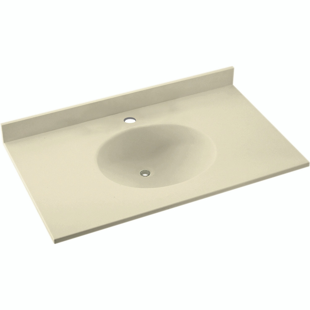 Solid Surface 55-in x 22-in Integral Single Sink Bathroom Vanity Top in Bone