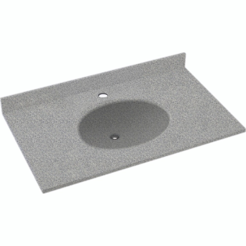 Solid Surface 55-in x 22-in Integral Single Sink Bathroom Vanity Top in Gray Granite