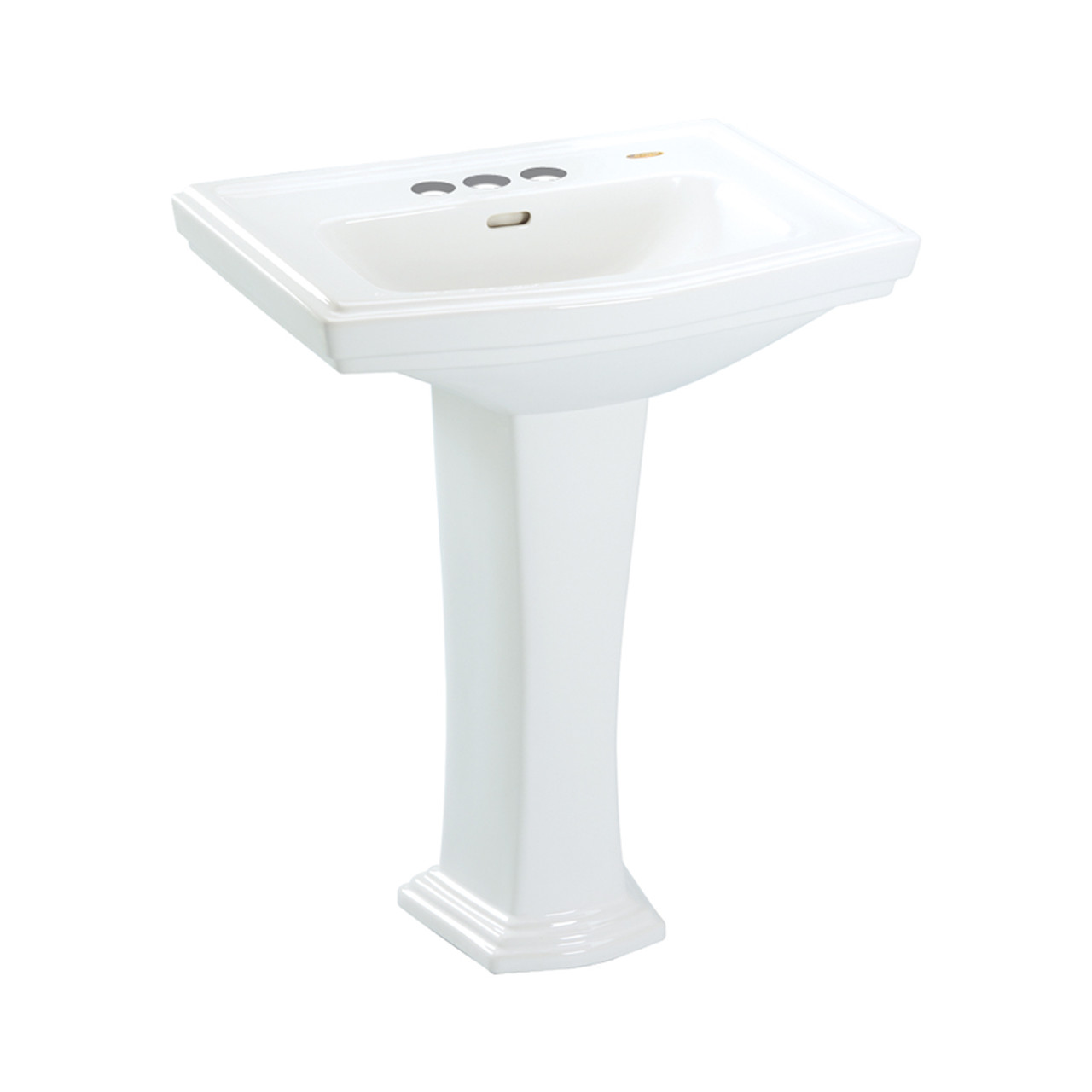 Toto LPT780.4#01 27-in Pedestal Bathroom Sink with 3 Faucet Holes Drilled and Overflow, Pedestal Included in Cotton