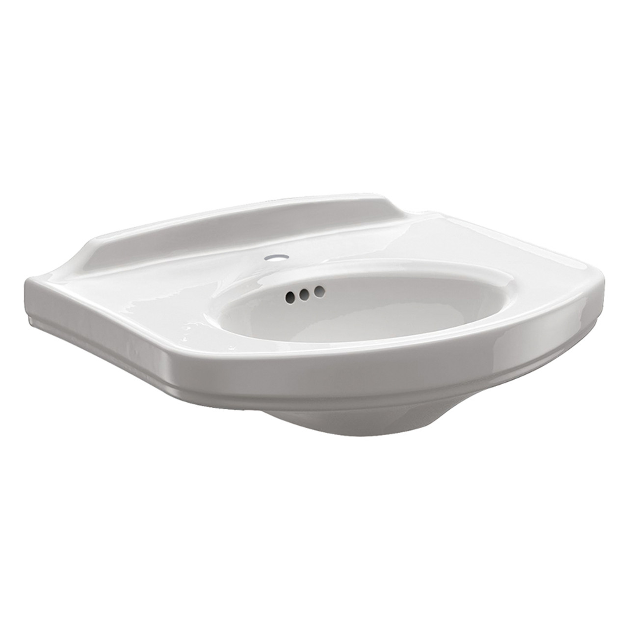 24-1/4-in Pedestal Bathroom Sink with Single Faucet Hole Drilled and Overflow, Less Pedestal in Cotton