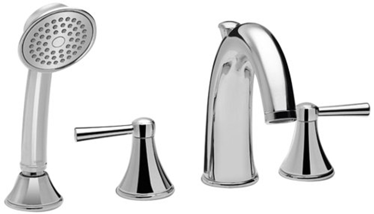 Toto TB210S#CP Deck Mount Tub Filler Trim with Handheld Shower and Lever Handles in Polished Chrome