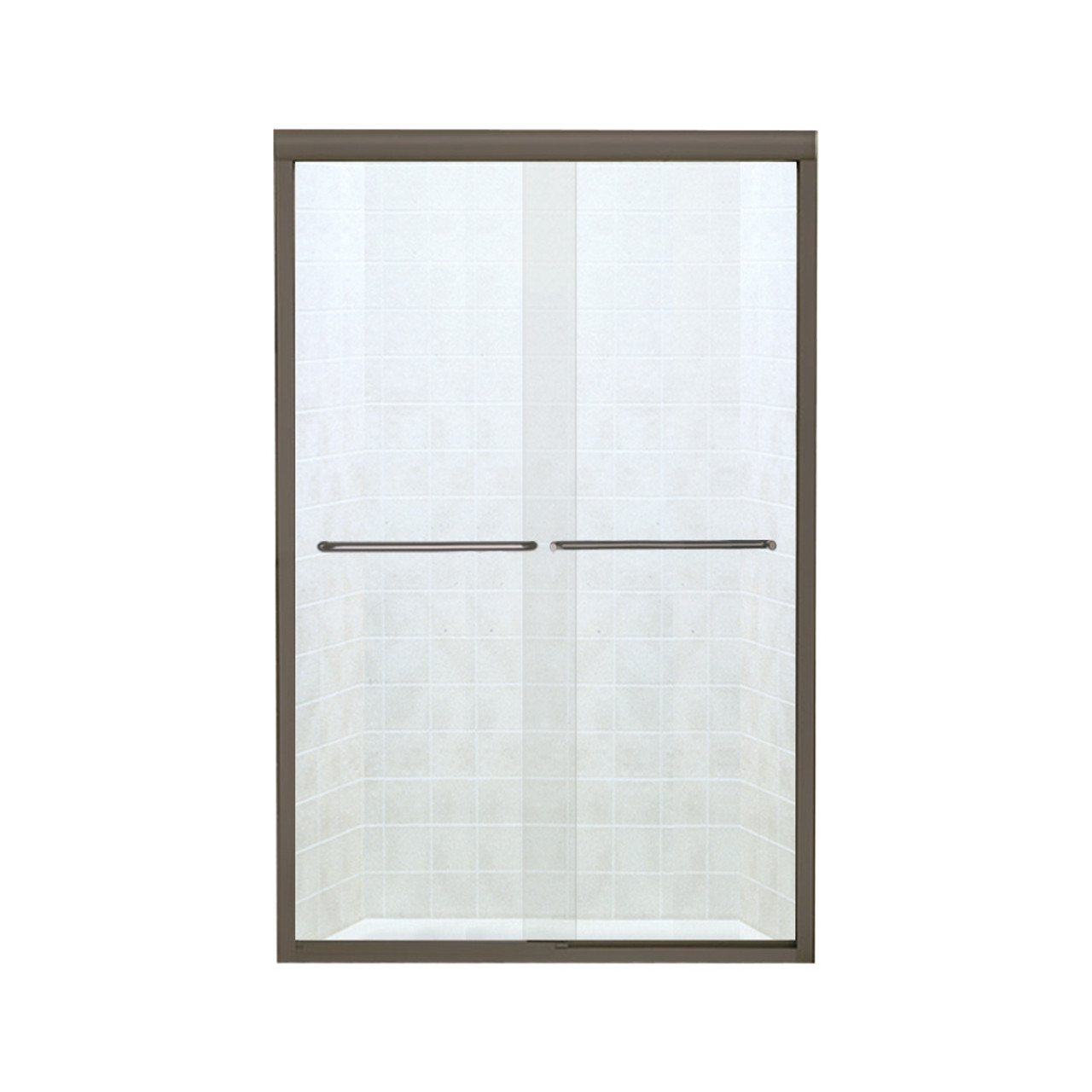 42.625-in to 47.625-in W x 70.0625-in H Frameless Sliding Shower Door in Deep Bronze with Clear Glass 42.625-in to 47.625-in W x 70.0625-in H Frameless Sliding Shower Door in Deep Bronze with Clear Glass