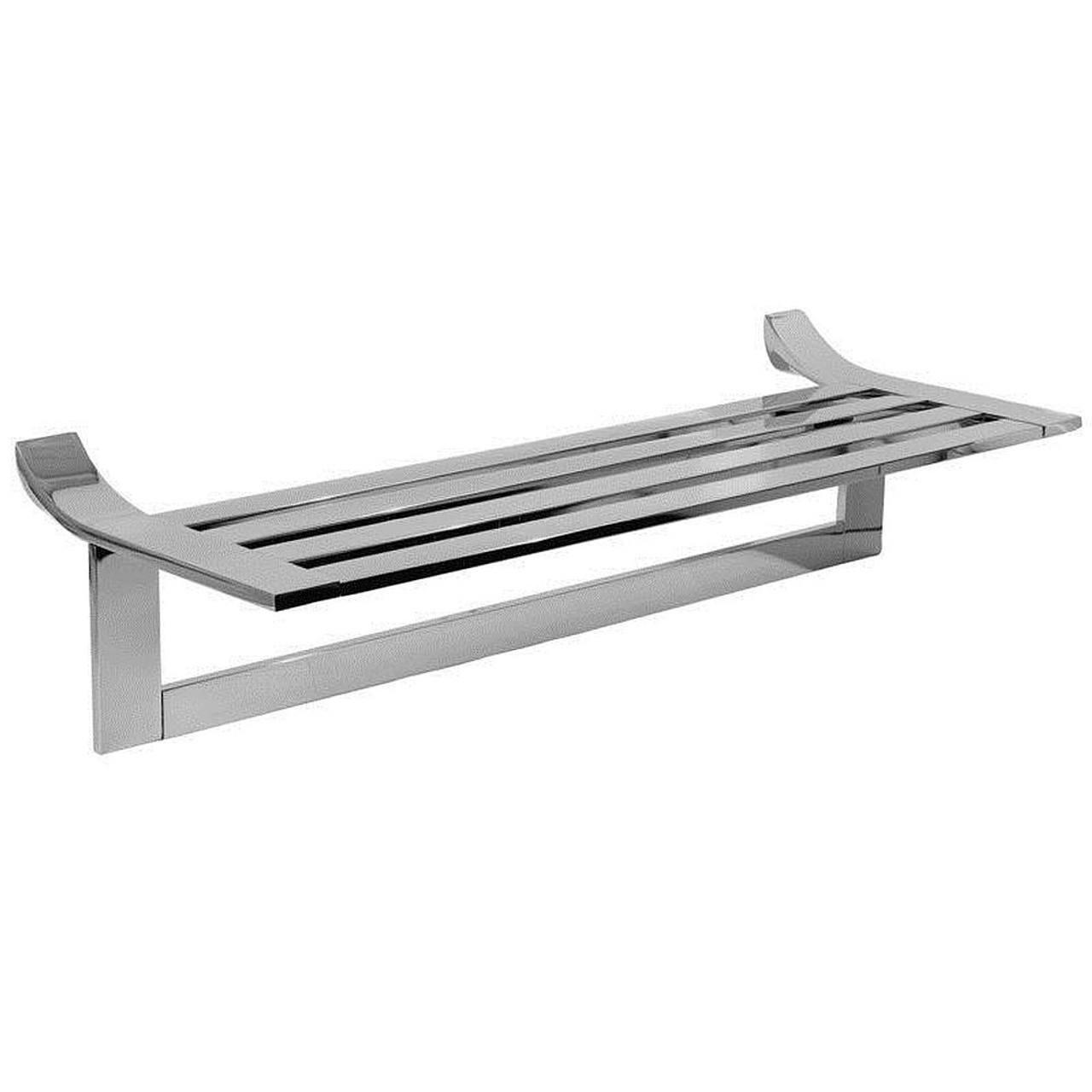 Solid Brass 24 Inch Hotel Shelf in Satin Nickel