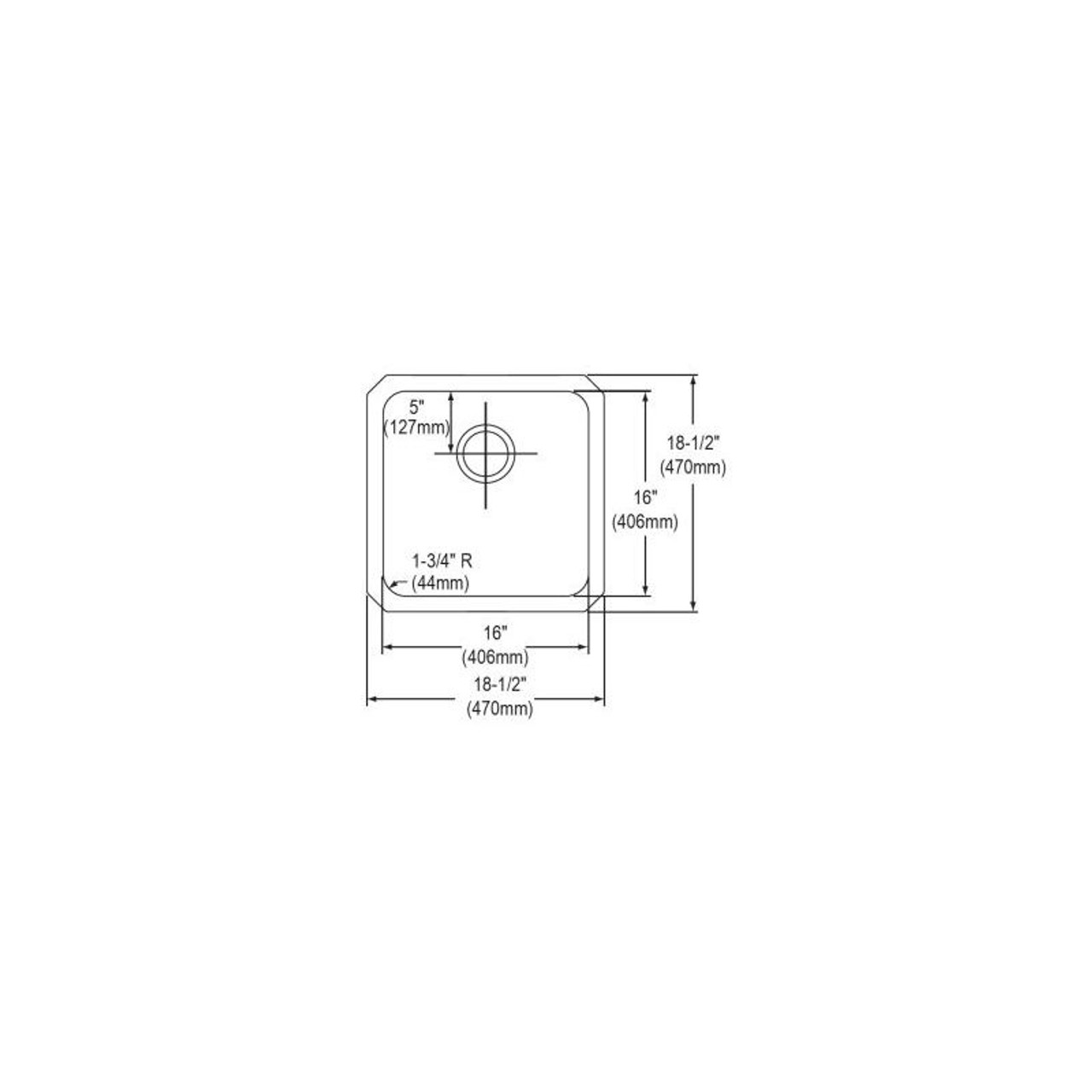 Elkay ELUH1616 Stainless Steel Single Bowl Undermount Sink in Lustrous Highlighted Satin