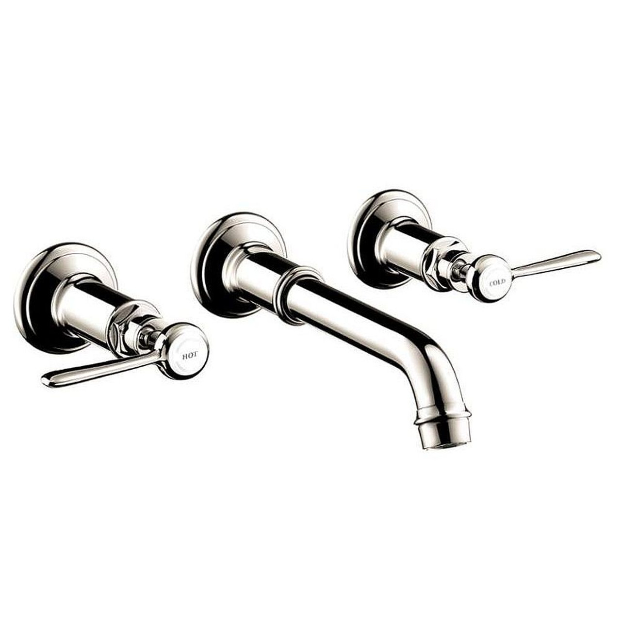 Bathroom Faucet Wall Mount Faucet with Lever Handles - Less Valve in Polished Nickel