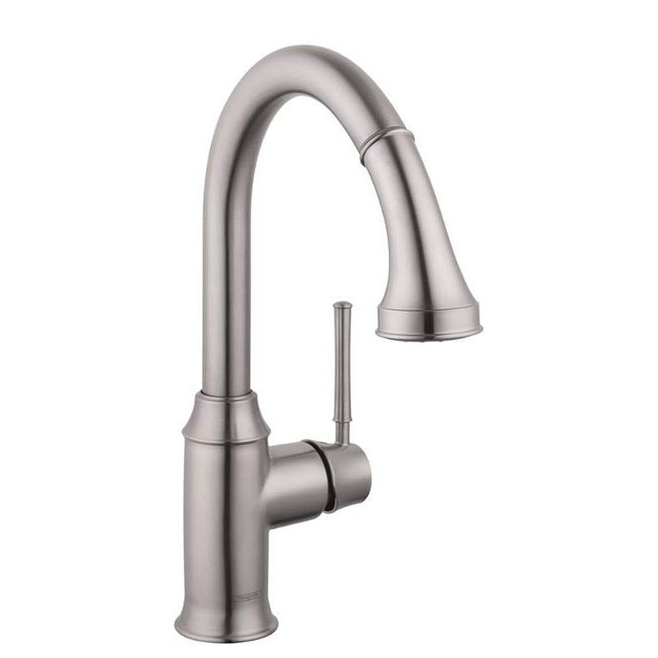Hansgrohe 04216800 Talis C Pull-Down Kitchen Faucet with High-Arc Spout, Magnetic Docking, and Locking Spray Diverter in Steel Optic