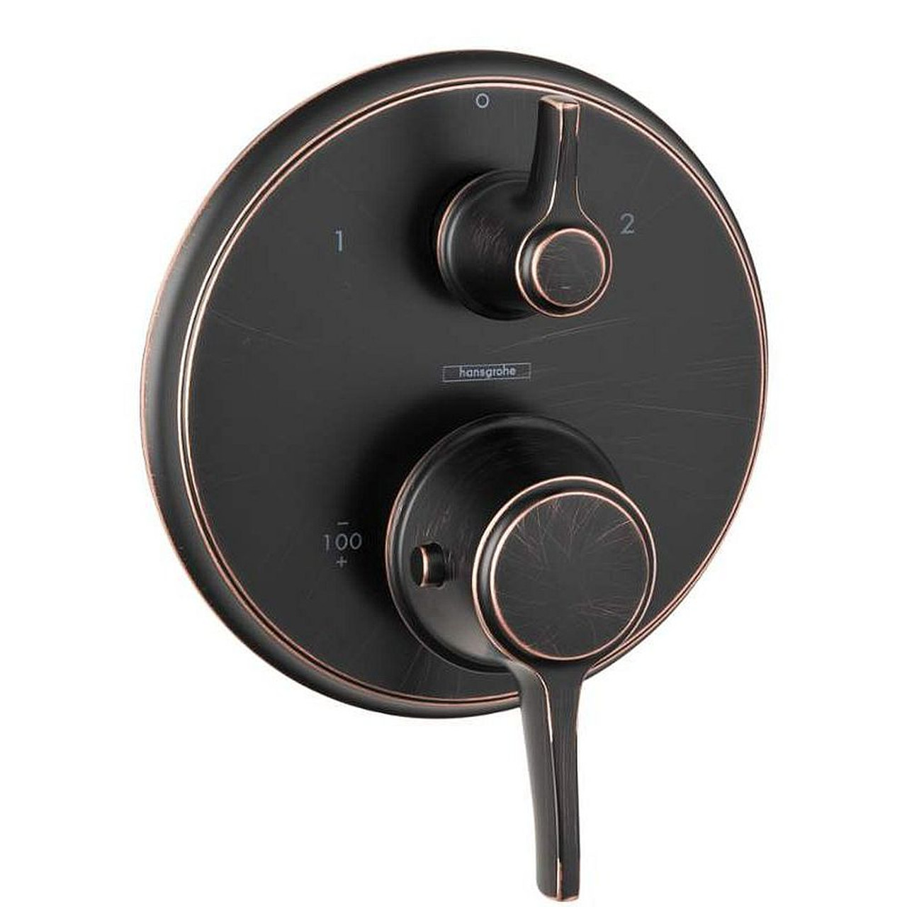 Hansgrohe 15753921 C Thermostatic Valve Trim with Integrated Diverter and Volume Controls - Less Valve in Rubbed Bronze