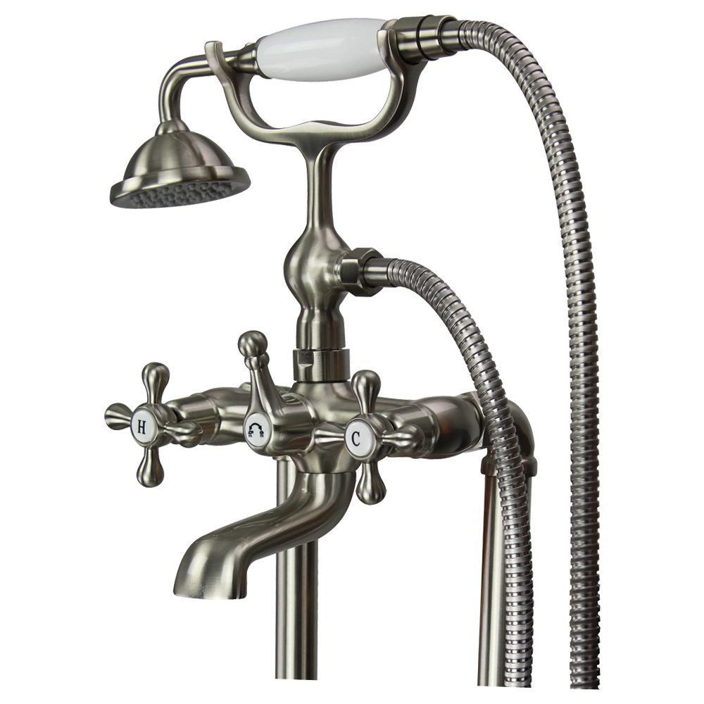 Transolid T4210-BN Free Standing Tub Filler With Hand Shower, Brushed Nickel