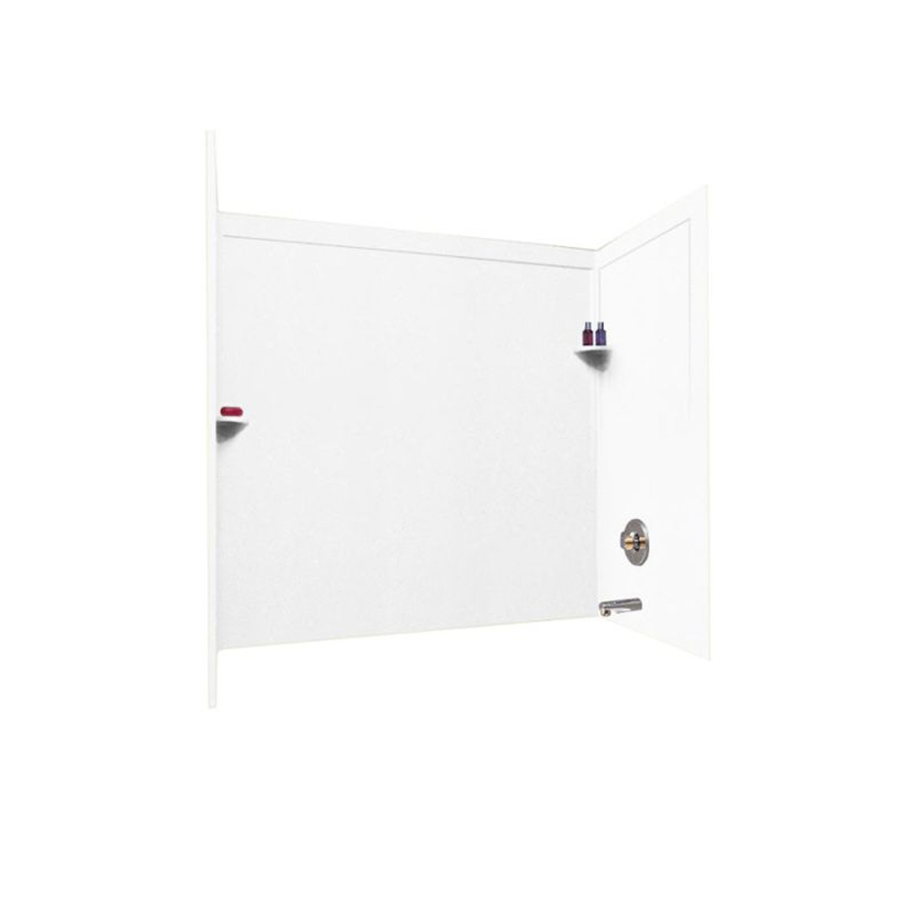 32-in D x 60-in W x 60-in H Solid Surface Bathtub Wall Kit in White