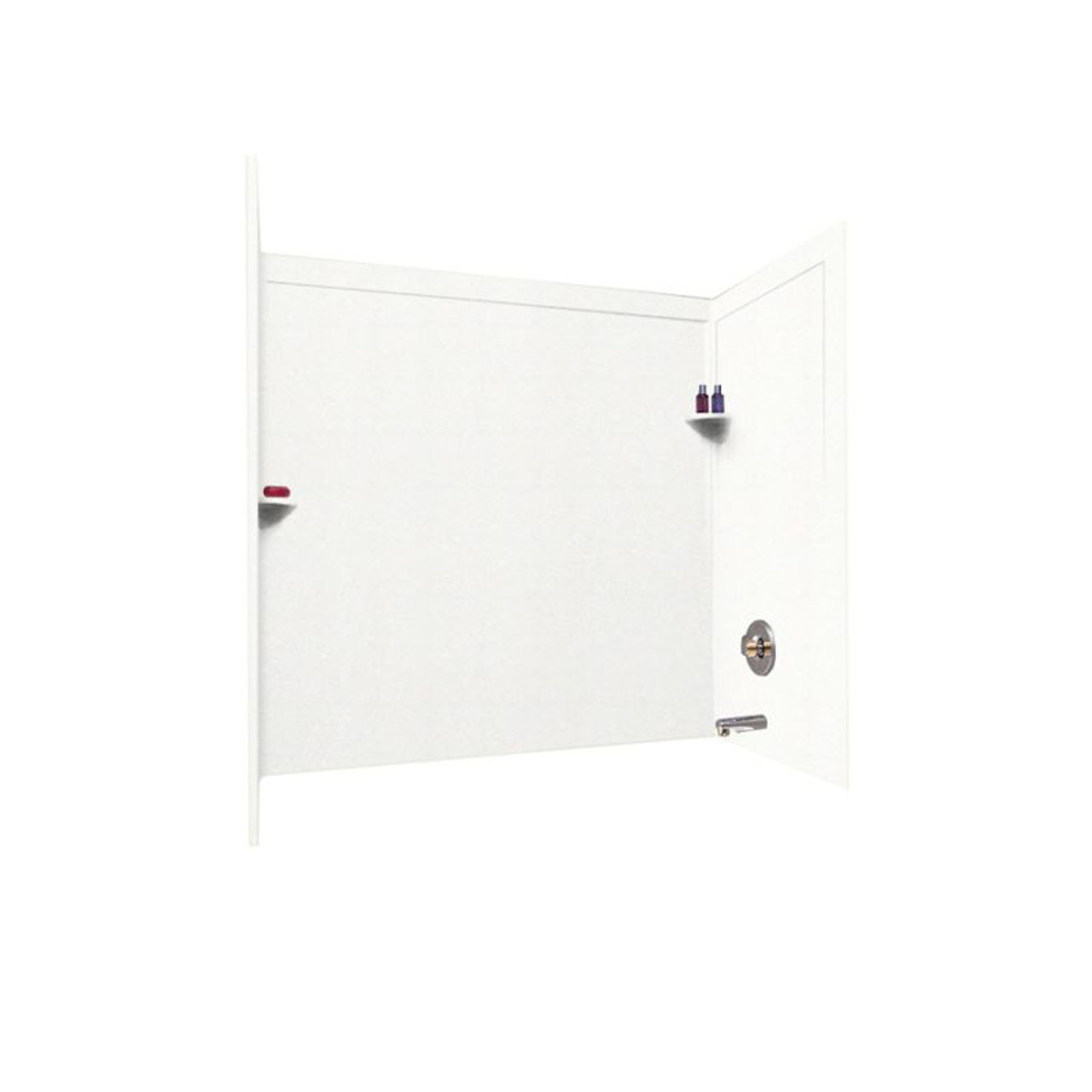 32-in D x 60-in W x 60-in H Solid Surface Bathtub Wall Kit in Tahiti White