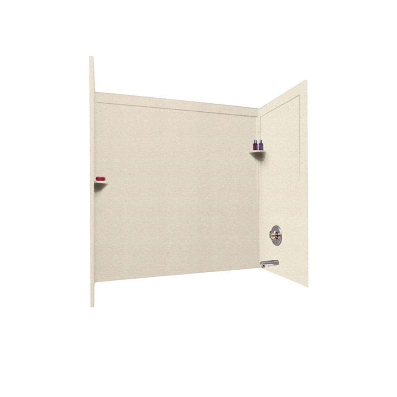 32-in D x 60-in W x 60-in H Solid Surface Bathtub Wall Kit in Tahiti Sand