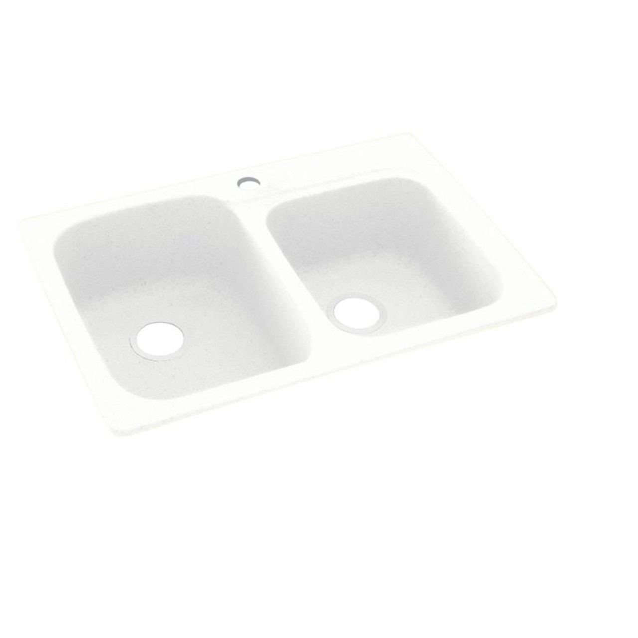 33-in D x 22-in W x 9-in H Solid Surface Dual Mount Double Bowl Kitchen Sink with 1-Hole in White