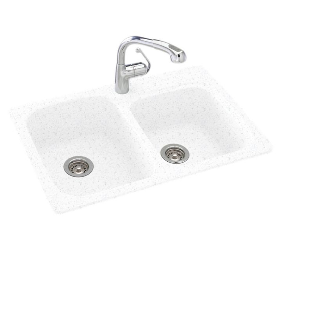 33-in D x 22-in W x 9-in H Solid Surface Dual Mount Double Bowl Kitchen Sink with 1-Hole in Arctic Granite