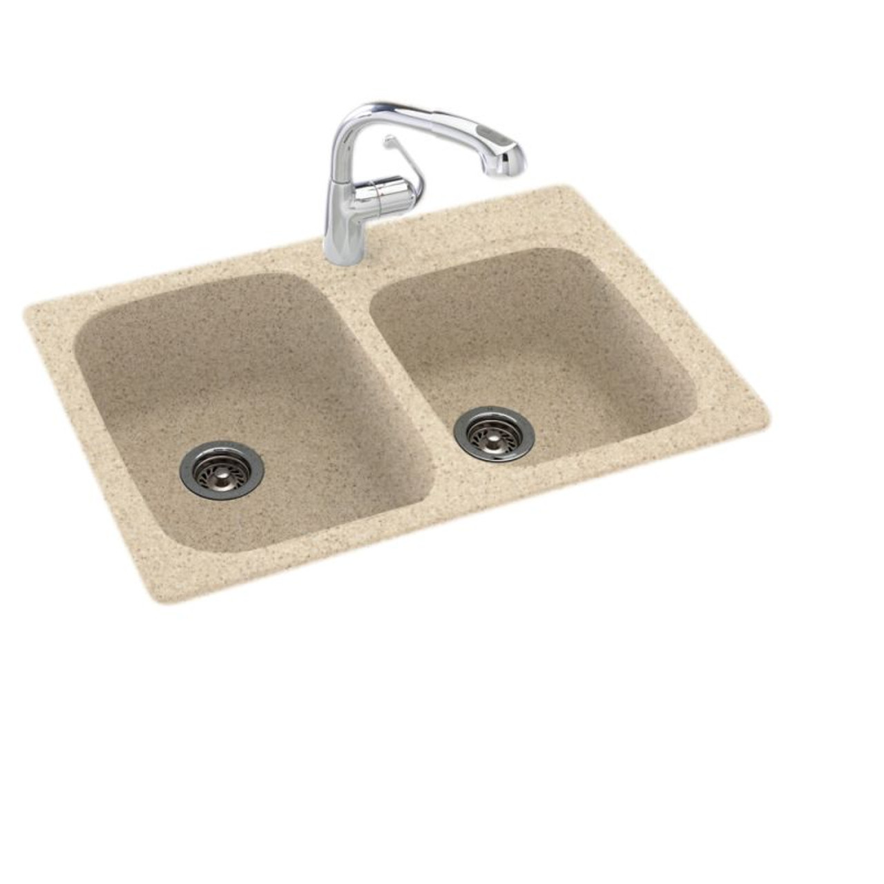 33-in D x 22-in W x 9-in H Solid Surface Dual Mount Double Bowl Kitchen Sink with 1-Hole in Bermuda Sand