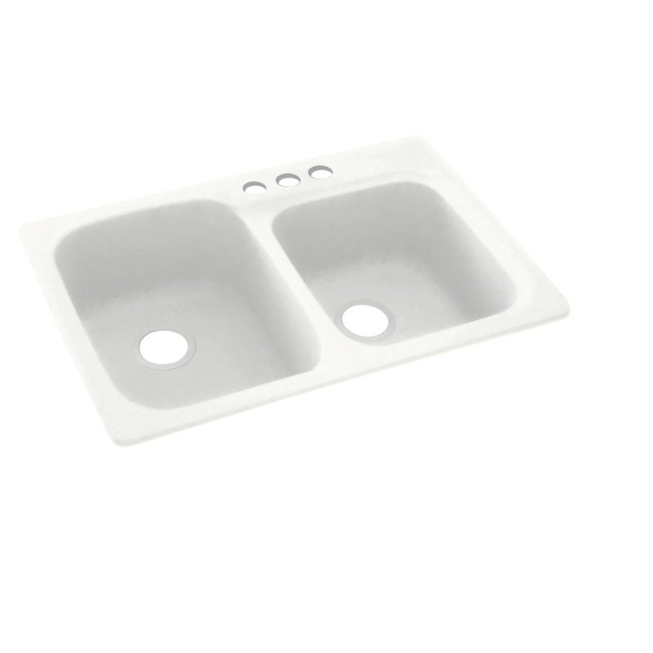 33-in D x 22-in W x 9-in H Solid Surface Dual Mount Double Bowl Kitchen Sink with 3-Hole in Tahiti White