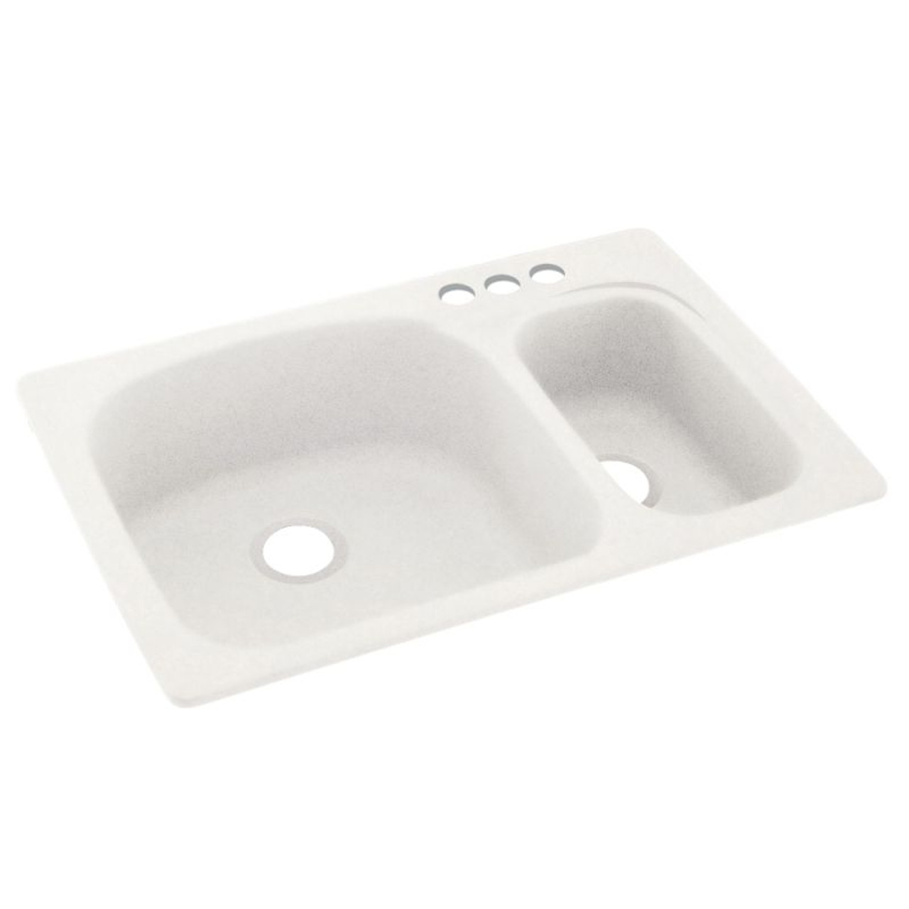 33-in D x 22-in W x 9.75-in H Solid Surface Dual Mount Double Bowl Kitchen Sink with 3-Hole in Tahiti Ivory